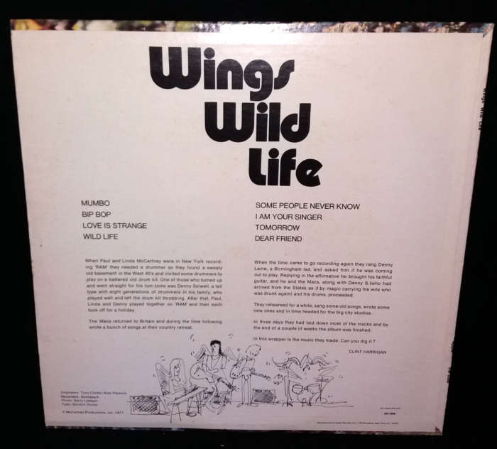 WINGS - Wild Life  (Apple 1971) - Image 2